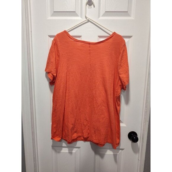Women's Top/Tee LaneBryant 18/20 Cool&Casual Cotton Slub Orange 48"B/29"L EUC - Picture 3 of 4